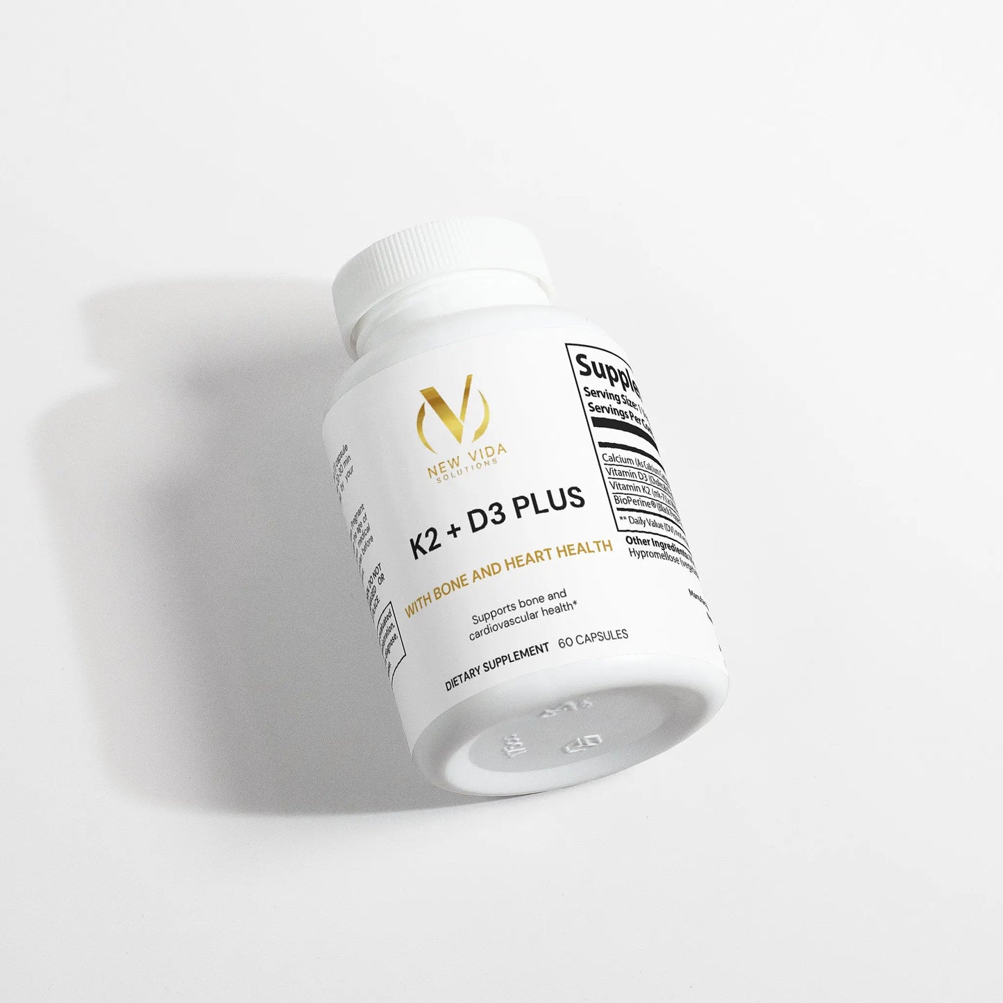 K2 + D3 Plus: Bone & Heart Support Supplement - 60 Capsules New Vida Solutions
