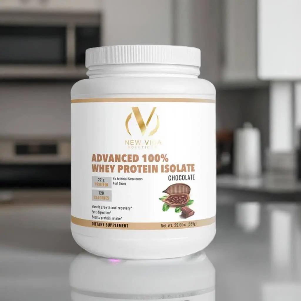 New Vida Solutions 100% Whey Protein Isolate Powder - Chocolate, 29.6 oz - New Vida Solutions