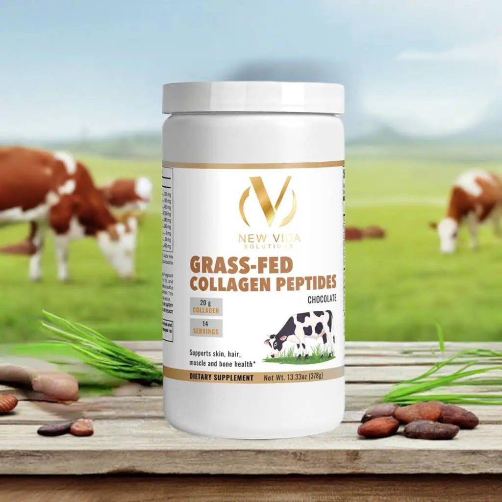 Grass-Fed Collagen Peptides Powder - Chocolate | Supports Skin, Hair, Nails & Joint Health New Vida Solutions