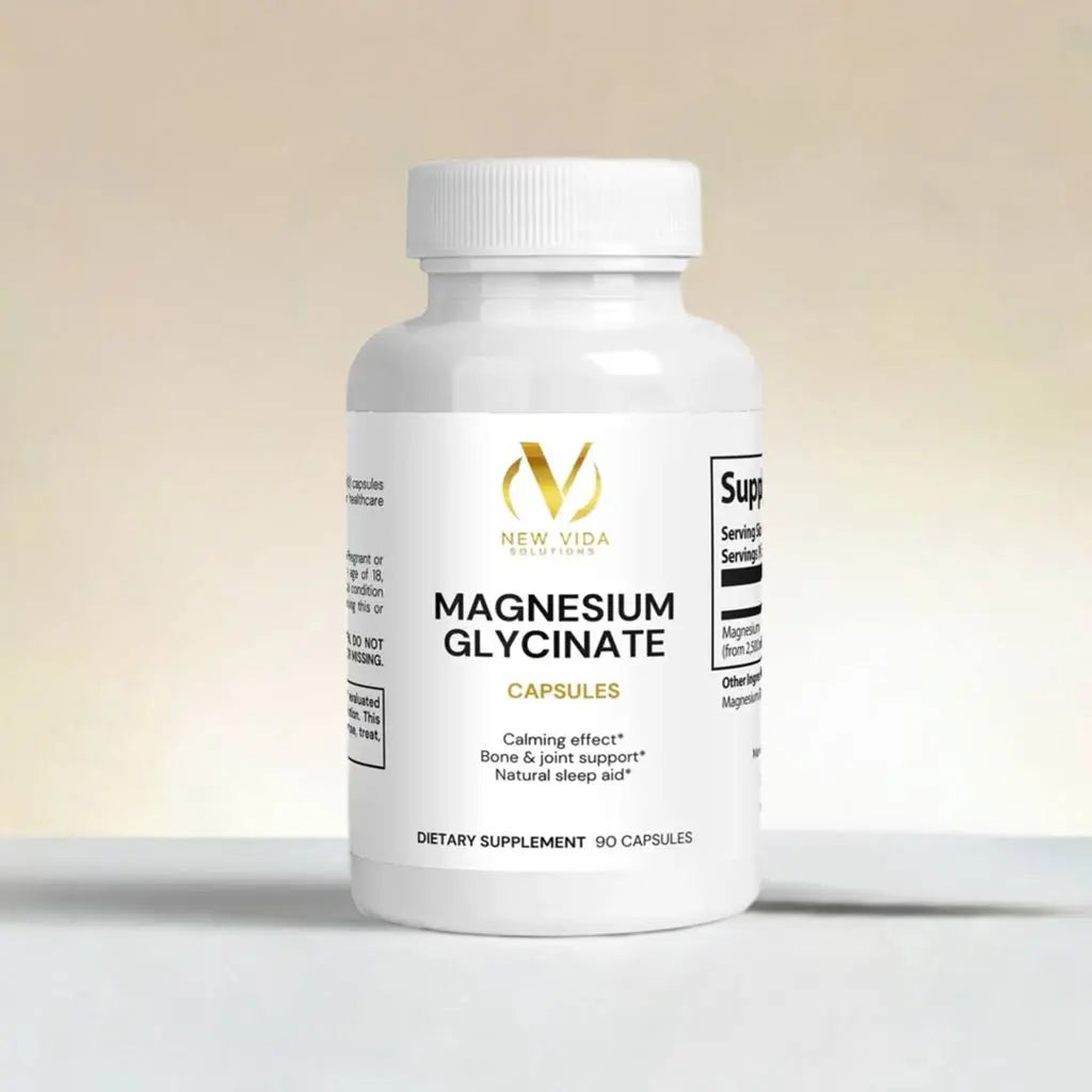 New Vida Solutions Magnesium Glycinate Capsules (90 Count) - For Sleep, Relaxation, & Stress Relief* New Vida Solutions