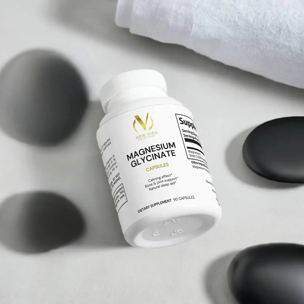 New Vida Solutions Magnesium Glycinate Capsules (90 Count) - For Sleep, Relaxation, & Stress Relief* New Vida Solutions