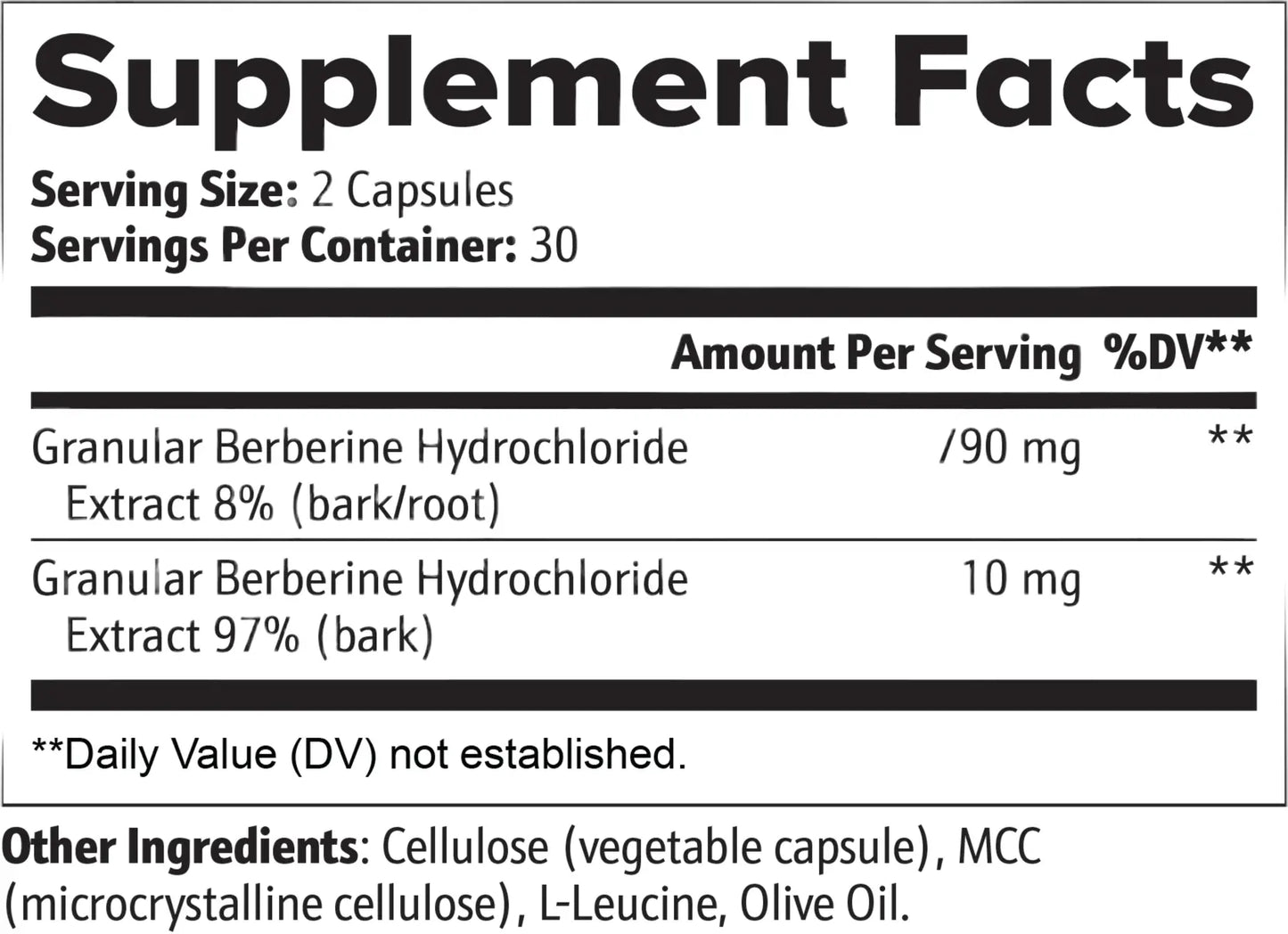 Berberine Capsules - Optimized Metabolic Health (Dietary Supplement) New Vida Solutions