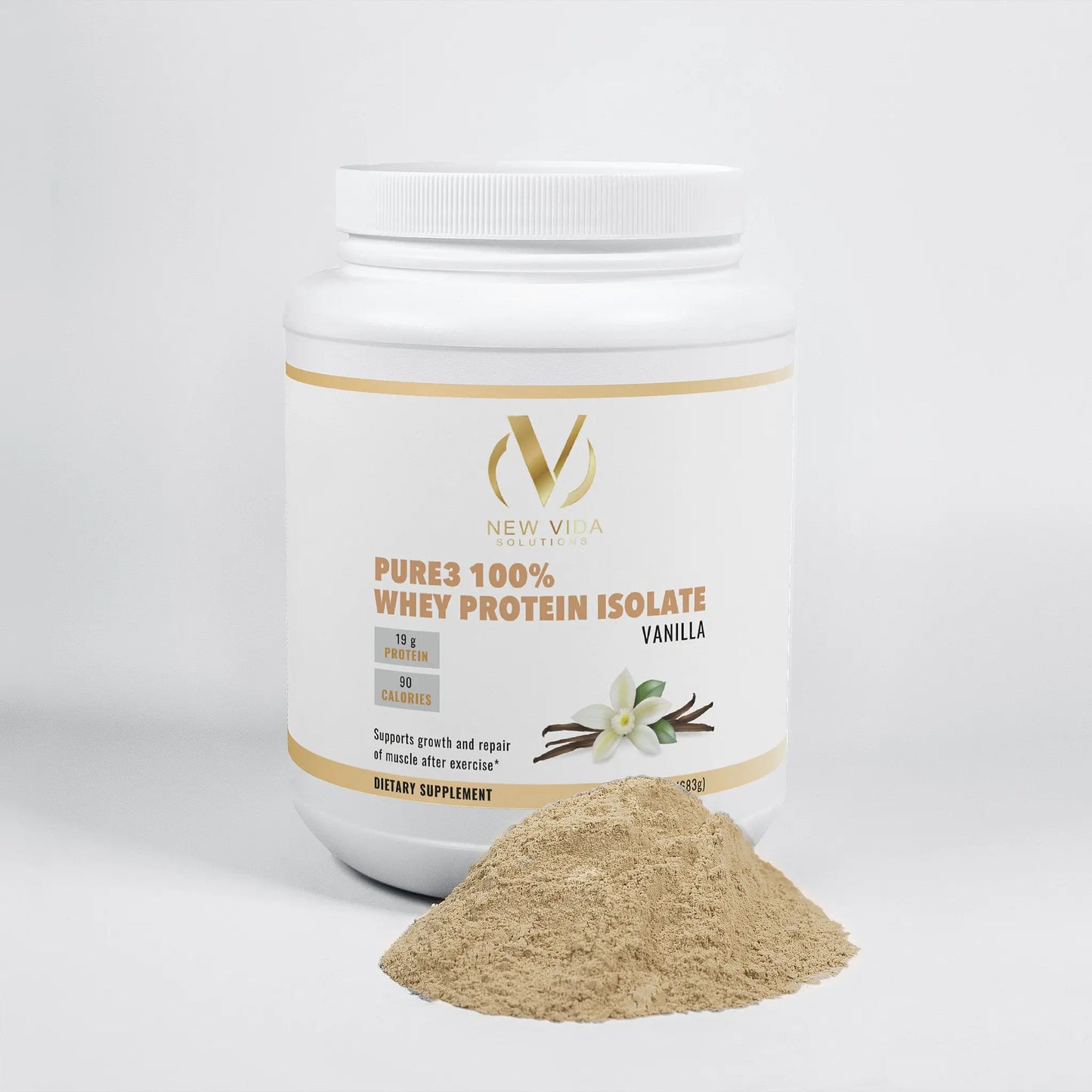 Pure3 100% Whey Protein Isolate (Vanilla) - Only The Best Essentials New Vida Solutions
